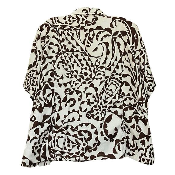 Java Women's Brown/White Floral Print Short Sleeve Jacket | Size 3X (24/26W) - Picture 2 of 8